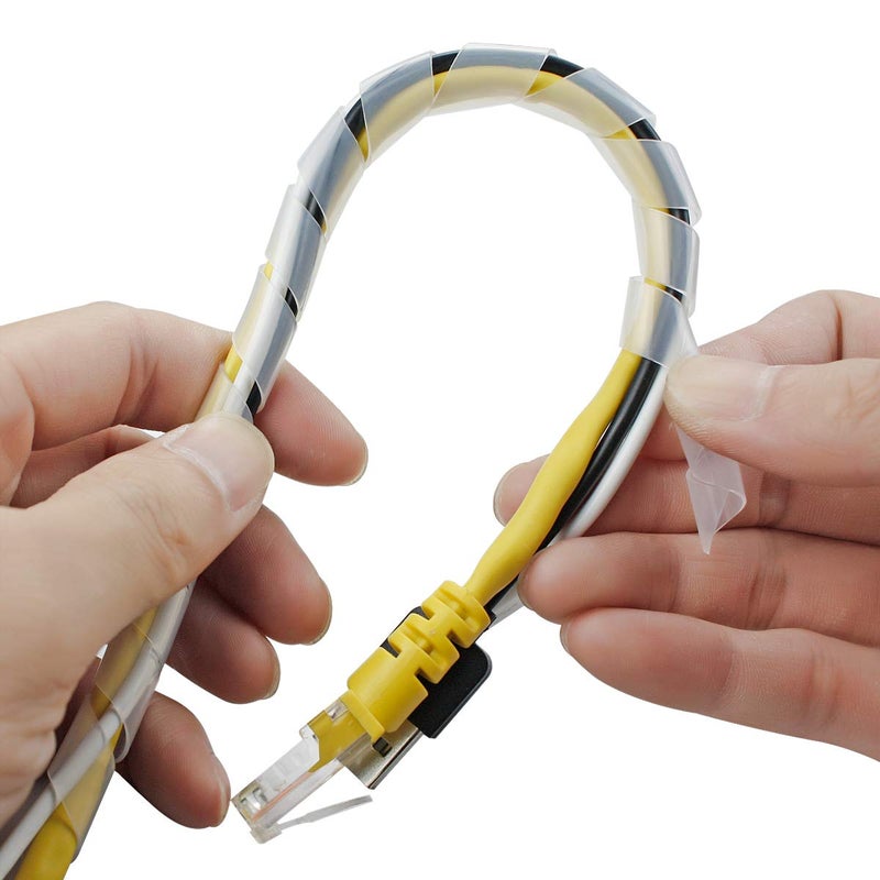 XHF 20Ft XHF 1/2" Clear Spiral Cable Wrap 12mm(Wrapping Range:9mm-65mm) Cord for Computer Electrical Wire Organizer Sleeve Hose RoHS - Image 5
